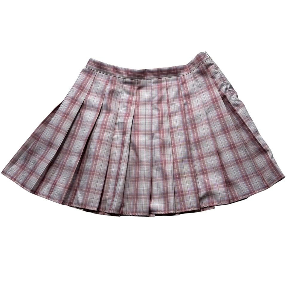 Romwe Pink Plaid Pleated Mini Skirt XXL Preppy Schoolgirl High Waisted #825